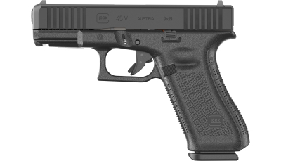 Glock PV4550203 G45 V Crossover 9mm Luger 17+1 4.02" Black GMB Barrel, Black nDLC Steel Serrated Slide, Black Polymer Frame w/Accessory Rail, Textured polymer Grip, Ambidextrous