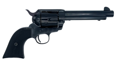 Taylors & Company  1873 Pietta 45 Colt (Long Colt) 6 Shot 5.50" Overall Blued Steel Round Barrel, Cylinder & Frame, Black Checkered Plastic Navy Grip, Exposed Hammer