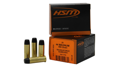 HSM 44M19N   44RemMag Subsonic 400gr Hard Cast Long Flat Nose 20 Per Box/20 Case