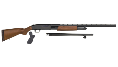 Mossberg 54169 500 Combo 12 Gauge 5+1 3" Blued 28" Vent Rib/18.5" Security Barrels, Blued Steel Receiver, Dual Extractors, Fixed Wood w/Black Pistol Grip Stock, Includes Cylinder Bore Accu-Set Choke