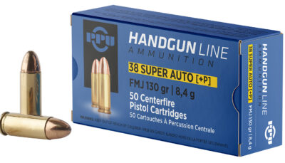PPU PPH38SU Handgun  38Super+P 130gr Full Metal Jacket 50 Per Box/10 Case