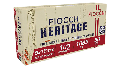 Fiocchi 9X18 Heritage  9x18mmUltra 100gr Full Metal Jacket Truncated Cone 50 Per Box/20 Case