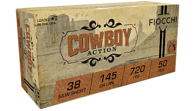 Fiocchi 38SWSHL Cowboy Action  38S&WShort 145gr Lead Round Nose 50 Per Box/20 Case