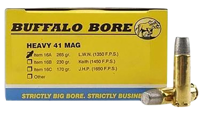 Buffalo Bore Ammunition 16A20 Heavy Strictly Business 41Rem Mag 265gr Hard Cast Lead 20 Per Box/12 Case