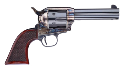 Taylors & Company 556204DE Short Stroke Smoke Wagon  357 Mag 6rd 4.75" Blued Cylinder & Barrel Color Case Hardened Steel Frame Checkered Walnut Navy Size Grip (Taylor Tuned)