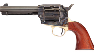 Taylors & Company 450DE 1873 Ranch Hand Deluxe 45 Colt (LC) 6rd 4.75" Blued Cylinder & Barrel Color Case Hardened Steel Frame Walnut Navy Size Grip (Taylor Tuned)