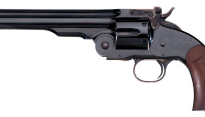 Taylors & Company 550677 Second Model Schofield 38 Special Caliber with 7" Barrel, 6rd Capacity Cylinder, Overall Blued Finish Steel & Walnut Grip