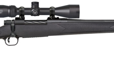 Mossberg 28054 Patriot  25-06 Rem Caliber with 5+1 Capacity, 22" Fluted Barrel, Matte Blued Metal Finish & Black Synthetic Stock Right Hand (Full Size) Includes Vortex Crossfire II 3-9x40mm Scope