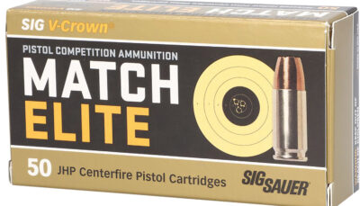 Sig Sauer E9MMA3COMP50 Match Elite Competition  9mmLuger 147gr V-Crown Jacketed Hollow Point 50 Per Box/20 Case
