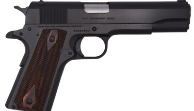 Colt Mfg O1911C 1911 Government 45 ACP 7+1, 5" Stainless National Match Barrel, Blued Serrated Steel Slide & Frame w/Beavertail Double Diamond Checkered Rosewood Grip