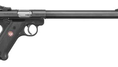 Ruger 40173 Mark IV Target 22 LR 10+1 10" Overall Blued Bull Barrel, Slide & Frame, Black Checkered Polymer Grips