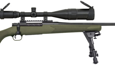 Mossberg 28122 Patriot Night Train 300 Win Mag Caliber with 3+1 Capacity, 24" Barrel, Matte Blued Metal Finish, OD Green Stock Right Hand Includes 6-24x50mm Scope & Bipod