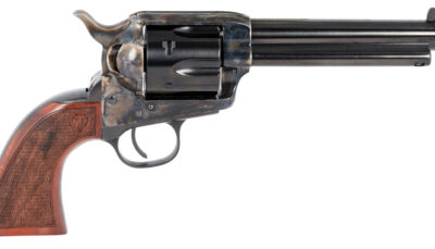 Taylors & Company 550811 Smoke Wagon  357 Mag Caliber with 5.50" Blued Finish Barrel, 6rd Capacity Blued Finish Cylinder, Color Case Hardened Finish Steel Frame & Checkered Walnut Grip