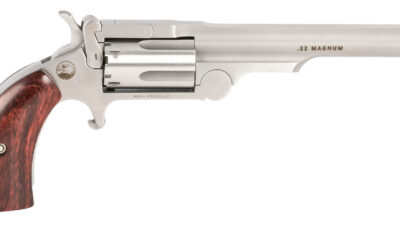 North American Arms 22MCR4 Ranger II  22 LR/22 WMR 5 Shot 4" Stainless Steel Barrel, Stainless Steel Frame, Stainless Cylinder, Rosewood Boot Grip, Exposed Hammer, Extra Cylinder