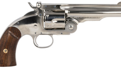 Taylors & Company 550670 Schofield Top Break 45 Colt (LC) Caliber with 5"Barrel, 6rd Capacity Cylinder, Overall Nickel-Plated Finish Steel & Walnut Grip