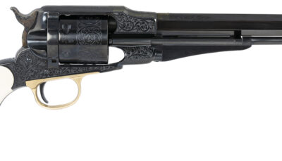 Taylors & Company 550761 Remington Conversion LawDawg 45 Colt (Long Colt) 6 Shot 8" Blued Engraved Octagon Barrel, Blued Engraved Cylinder, Blued Engraved Steel Frame, Ivory Grip, Exposed Hammer