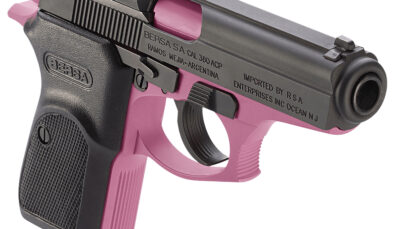 Bersa T380PNK8 Thunder  Micro-Compact Frame 380 ACP 8+1 3.50" Pink Cerakote Steel Barrel, Matte Black Serrated Steel Slide, Pink Cerakote Aluminum Frame