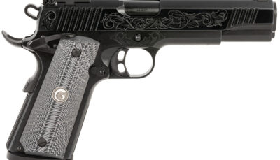 EAA GIRSAN 390098 MC1911 S Lux Full Size 45 ACP 8+,1 5" Black Steel Barrel, Black Chrome w/Engraving Serrated Slide, Black Chrome Engraved Steel Frame w/Beavertail, G10 Grips Ambidextrous
