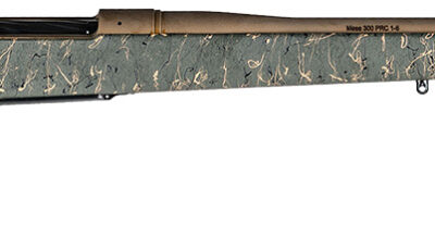 Christensen Arms 8010201200 Mesa Long Range 6.5 PRC 4+1 26" Threaded Barrel, Burnt Bronze Cerakote, Green with Black/Tan Webbing Stock