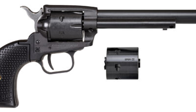 Heritage Mfg SRR22MBS6PG Rough Rider  22 LR/22 WMR 6 Shot/ 6.50" Black Satin Steel Barrel, Frame & Cylinder, Black Polymer Grip, Hammer/Thumb Safety, Exposed Hammer