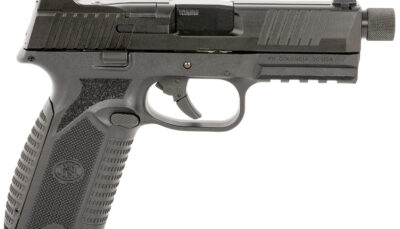 FN 66101375 510 Tactical Full Size Frame 10mm Auto 22+1, 4.71" Black Target Crown Steel Barrel, Black PVD Optic Cut/Serrated Steel Slide & Polymer Frame w/Picatinny Rail, Ambidextrous