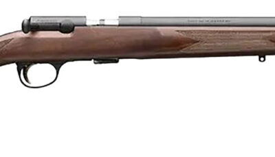 Browning 025253270 T-Bolt Target SR 17 HMR 10+1 20" Matte Blued Heavy Bull Threaded Barrel, Drilled & Tapped Matte Blued Steel Receiver, Grade I Black Walnut Target Style Fixed w/Raised Comb Stock