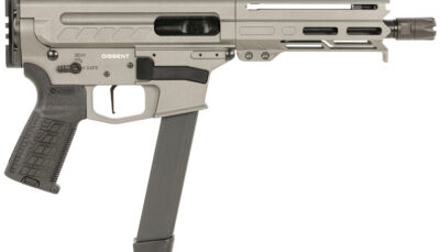 CMMG 99A68A2TNG Dissent MKGS 9mm Luger 33+1 6.50", Tungsten Gray Rec, Picatinny Brace Adapter, 5.50" M-LOK Handguard, Left Side Charging Handle, Zeroed Linear Comp, TriggerTech Trigger