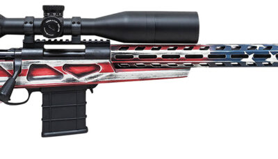 Howa HCRA72507USKMDT M1500 APC Chassis 6.5 Creedmoor 24" Blued Heavy Barrel 10+1 (3 Mags), American Flag Cerakote 6 Position Luth-AR MBA-4 w/Aluminum Chassis Stock, Includes Bipod and Grips