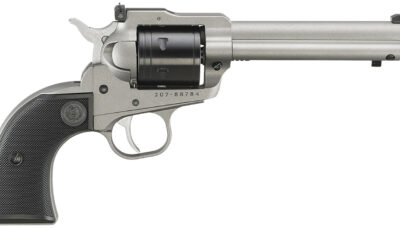 Ruger 2033 Super Wrangler  22 LR/22 WMR 6 Shot 5.50" Silver Cerakote Steel Barrel & Frame, Black Cylinder, Black Checkered Polymer Grip, Transfer Bar Safety, Exposed Hammer