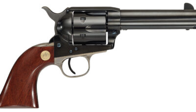 Cimarron MP400B1401 Pistoleer  357 Mag 6 Shot 4.75" Blued Rifled Steel Barrel & Cylinder, Blued Steel Frame w/Nickel Backstrap & Triggerguard, Walnut Grip, Exposed Hammer