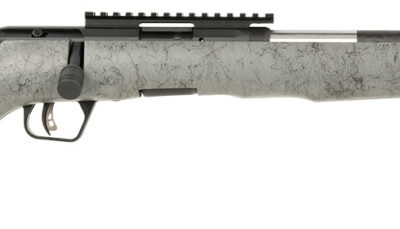Savage Arms 70218 B Series TimberLite 22 LR 10+1 18" Carbon Fiber Threaded Barrel, Matte Black Picatinny Rail Carbon Steel Receiver, Gray w/Black Webbing Fixed Thumbhole Synthetic Stock