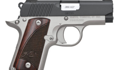 Kimber Mfg.,inc 3300206 Micro Two-Tone NS 380 ACP 7+1 2.75" Matte Black  Stainless Steel Slide Brush Polished Checkered Rosewood Grip