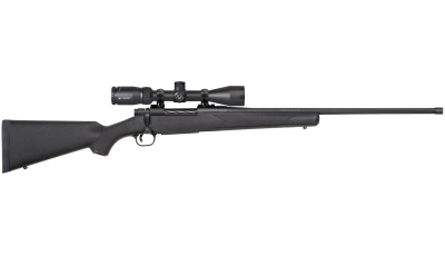 Mossberg 28249 Patriot w/Optic 7mm PRC 3+1 24" Matte Blued Threaded Barrel, Matte Blued Drilled & Tapped Receiver, Fixed Black Synthetic Stock, Vortex Crossfire II 3-9x40mm