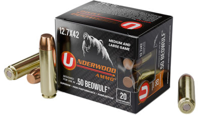 Underwood Ammo 557Underwood Ammo 557 50Beowulf 350gr Full Metal Jacket Flat Nose 20 Per Box/10 Case