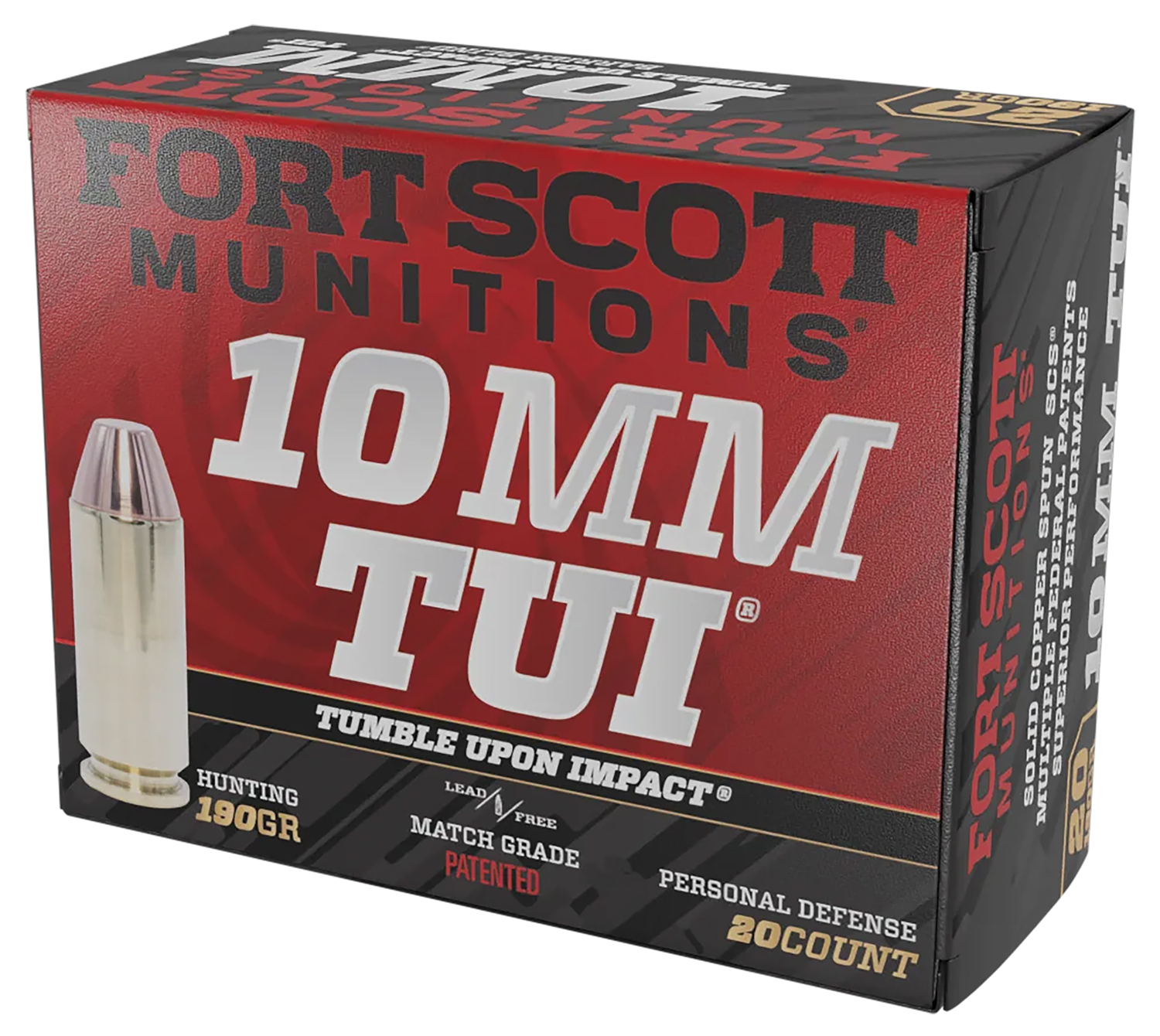 Fort Scott Munitions 10MM-190-SCV2 Claw Defense 10mm 190gr Solid Copper Spun 20 Per Box/25 Case