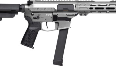 CMMG 99A520FTNG Banshee FE MkGs 9mm Luger 33+1 8" Black Nitride Threaded Barrel, M-LOK Handguard, Tungsten Cerakote Aluminum Receiver w/Picatinny Rail, Black Polymer CMMG RipBrace, CMMG Zeroed Grip