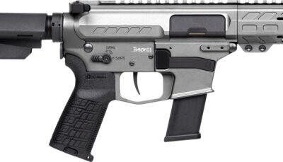 CMMG 45A150FTNG Banshee FE MkG 45 ACP 13+1 5" Black Nitride Threaded Barrel, M-LOK Handguard, Titanium Cerakote Aluminum Receiver w/Picatinny Rail, Black Polymer CMMG RipBrace, CMMG Zeroed Grip