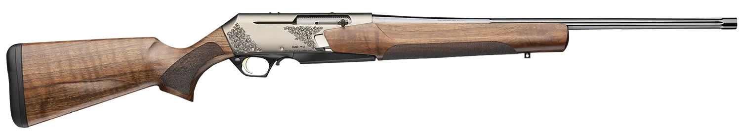 Browning 039009224 BAR MK4 Medallion 270 Win 4+1 22" Polished Blued Fluted Barrel, Satin Nickel Engraved Aluminum Alloy Drilled & Tapped Receiver, Grade III Turkish Walnut Adj Shim Stock
