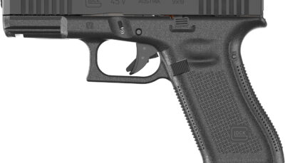 Glock PV4550203 G45 V Crossover 9mm Luger 17+1 4.02" Black GMB Barrel, Black nDLC Steel Serrated Slide, Black Polymer Frame w/Accessory Rail, Textured polymer Grip, Ambidextrous