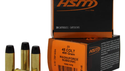 HSM 45C10N   45Colt Subsonic 400gr Hard Cast Long Flat Nose 20 Per Box/20 Case
