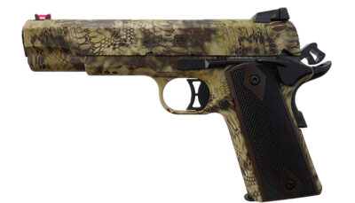 T R Imports 191145CM2 1911 45 ACP 7+1 KT Slide Camo, Walnut Grip