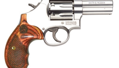 Smith & Wesson 150713 Model 686 Plus Deluxe 357 Mag or 38 S&W Spl +P Stainless Steel 3" Barrel & 7rd Cylinder,  Satin Stainless Steel L-Frame, Textured Wood Grip, Internal Lock