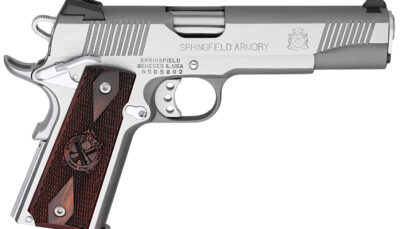 Springfield Armory PX9151LCA 1911 Loaded *CA Compliant 45 ACP 7+1 5" Stainless Match Grade Barrel, Serrated Slide & Frame w/Beavertail, Crossed Cannon Cocobolo Grip