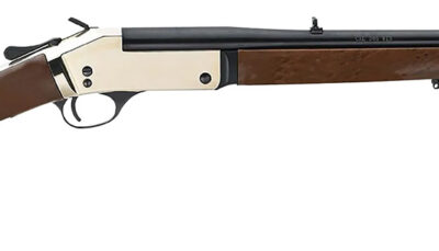 Henry H015B44 Single Shot  44 Rem Mag Caliber with 1rd Capacity, 22" Blued Barrel, Polished Brass Metal Finish & American Walnut Stock, Right Hand (Full Size)