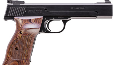 Smith & Wesson 130511 41 Full Size Frame 22 LR 10+1, 5.50" Blued Button Rifled Steel Barrel, Serrated Slide & Frame, Checkered Wood Target Grip