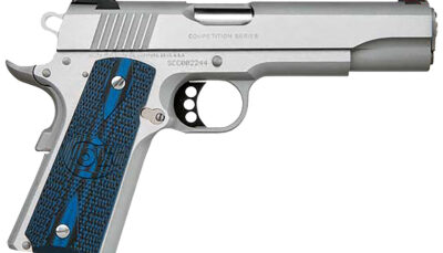 Colt Mfg O1072CCS Competition Government 9mm Luger 9+1 5" Stainless National Match Barrel, Stainless Steel Serrated Slide & Frame w/Beavertail, Checkered Blue G10 Grip, Ambidextrous