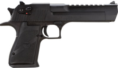 Magnum Research DE357 Desert Eagle Mark XIX 357 Mag Caliber with 6" Picatinny Rail Barrel, 9+1 Capacity, Overall  Black Finish Carbon Steel, Beavertail Frame, Serrated Slide &  Rubber Grip