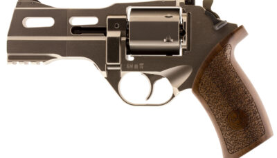 Chiappa Firearms 340222 Rhino 40DS Small Frame 357 Mag 6 Shot, 4" Nickel-Plated Steel Vent Rib Barrel & Cylinder, Nickel-Plated Aluminum Frame, Walnut Grip, Concealed Hammer