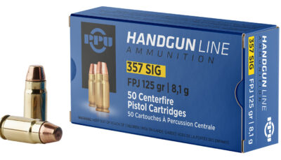 PPU PPH357S Handgun  357Sig 125gr Flat Point Jacketed 50 Per Box/20 Case