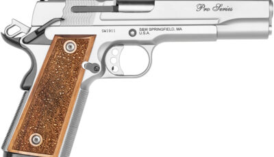 Smith & Wesson 178047 1911 Performance Center Pro  Full Size Frame 9mm Luger 10+1 5" Stainless Steel Barrel, Matte Silver Serrated Stainless Steel Slide & Frame w/Beavertail, Wood Grip